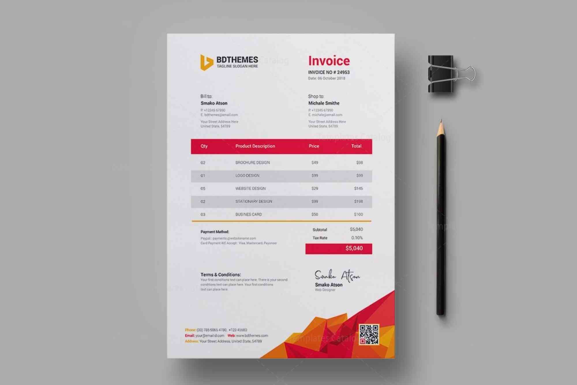Education Invoice Template